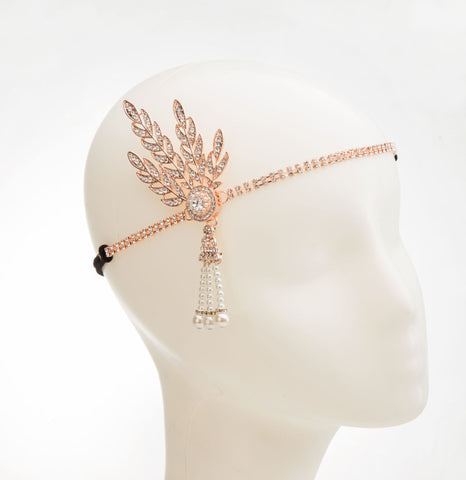Color: Rose Gold - Pearl necklace tiara