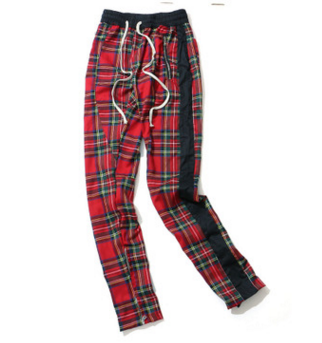 Color: Red, Size: S - Plaid Hip Hop Patchwork Pants With Drawstring
