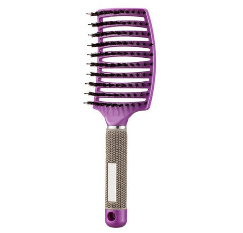 Hairbrush Anti Klit Brushy Haarborstel Women Detangler Hair Brush Bristle Nylon Scalp Massage Tangle Teaser Hair Brush Comb - Color: Purple, brush: Brush, quantity: 2pc