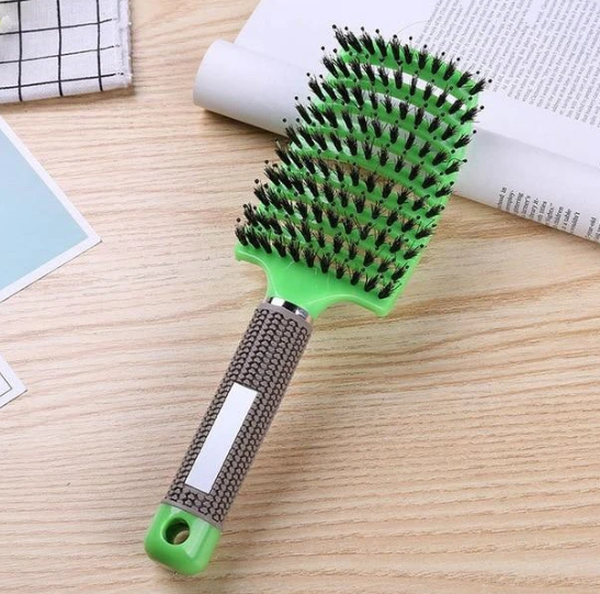 Hairbrush Anti Klit Brushy Haarborstel Women Detangler Hair Brush Bristle Nylon Scalp Massage Tangle Teaser Hair Brush Comb - Color: Green, brush: Brush, quantity: 1pc