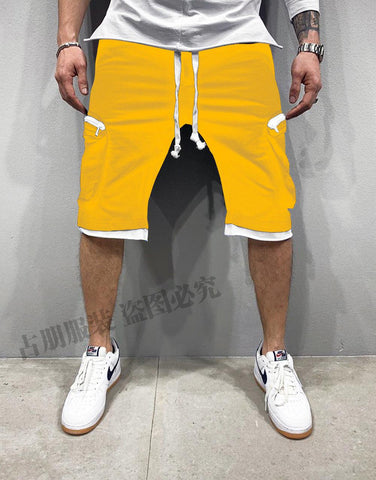 Color: Yellow, Size: 3XL - Fitness shorts with multiple pockets - FSSA Global Bullet