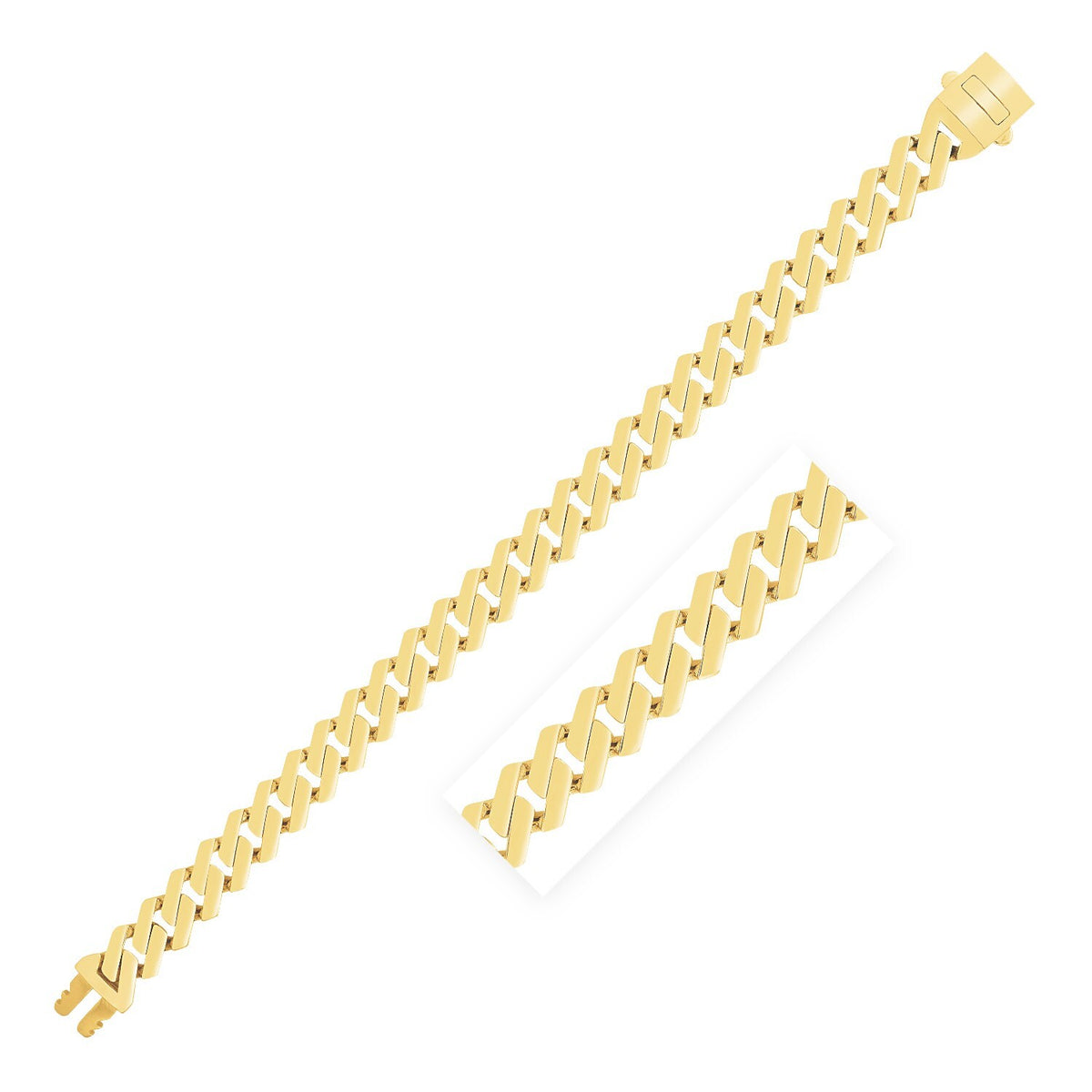 Size: 8.5'' - 14k Yellow Gold High Polish Modern Lite Edge Bracelet (11.5mm)