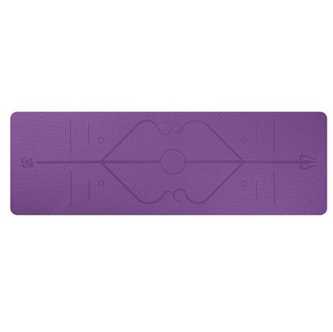 Tpe yoga mat body position line 6mm non-slip environmental protection fitness yoga mat - Color: Dark purple