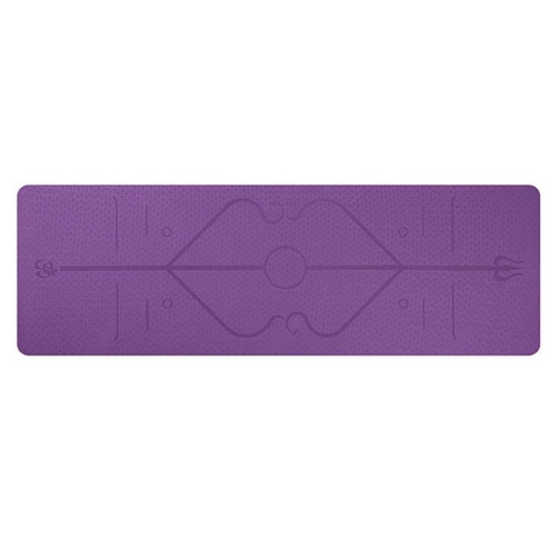 Tpe yoga mat body position line 6mm non-slip environmental protection fitness yoga mat - Color: Dark purple