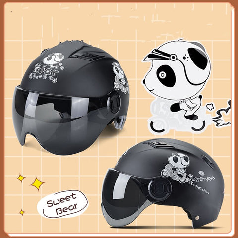 Color: 1Dumb black - Winter Warm Battery Car Helmet Cute Korean Helmet