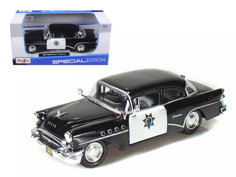 1955 Buick Century Police Car Black and White 1/26 Diecast Model Car by Maisto FSSA Global B