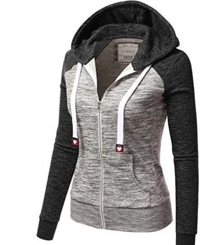 Color: Dark grey, Size: L - Colorblock Hooded Pullover Sweatshirt