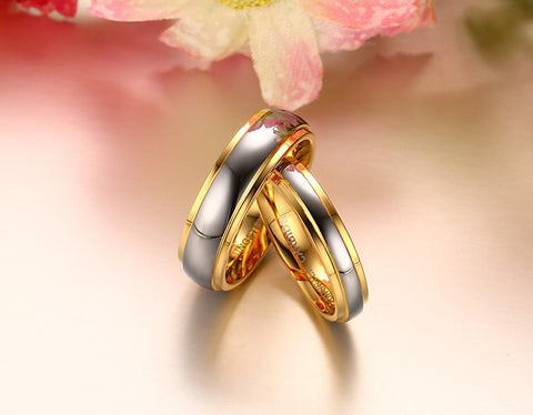 Style: male, Size: 7 - Tungsten steel couple gold ring Europe and the United States wind engagement ring fashion ring