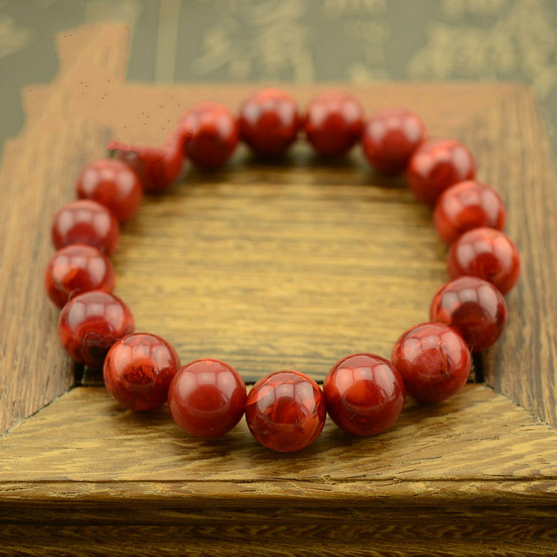 Color: Red, Size: 8mm - South Red Agate Bracelet