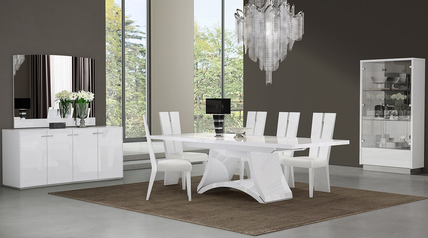 98.5" X 43.5" X 30" White  Dining Table And 6" Chair Set