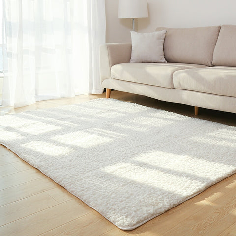 Color: White, Size: 100x160cm - Living Room Rug Area Solid Carpet Fluffy Soft Home Decor White Plush Carpet Bedroom Carpet Kitchen Floor Mats White Rug Tapete