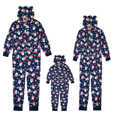 Christmas hooded jumpsuit - Color: Blue, Style: Siamese, Size: 5Y