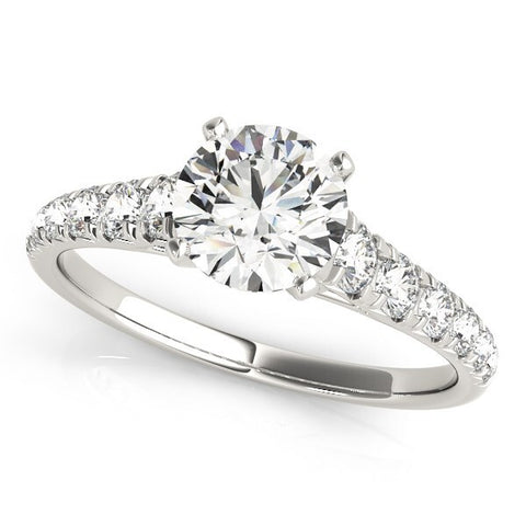 Size: 4.5 - 14k White Gold Prong Set Graduated Diamond Engagement Ring (1 7/8 cttw)