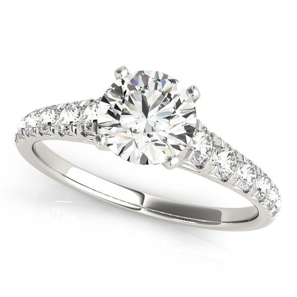 Size: 5.5 - 14k White Gold Prong Set Graduated Diamond Engagement Ring (1 7/8 cttw)
