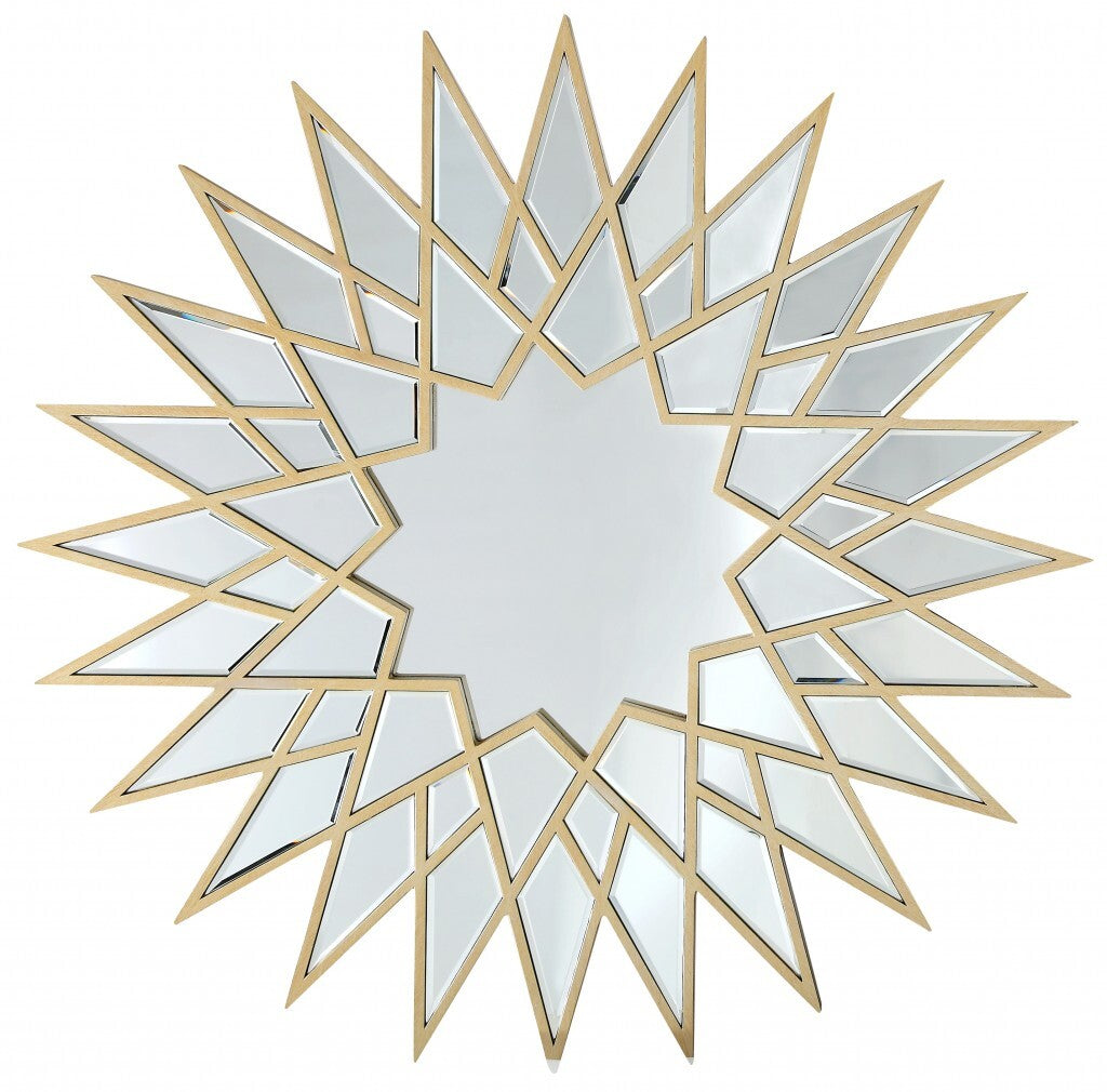 34" Painted Sunburst Accent Mirror Wall Mounted With Metal Frame