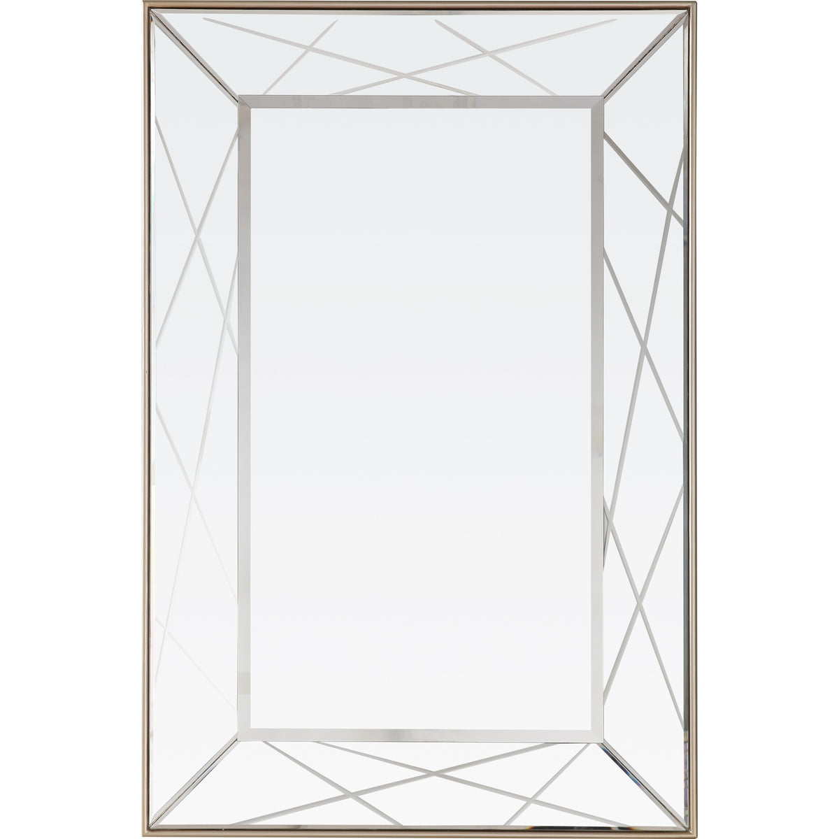 43" Painted Rectangle Accent Mirror Wall Mounted With Metal Frame