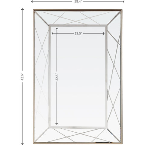 43" Painted Rectangle Accent Mirror Wall Mounted With Metal Frame
