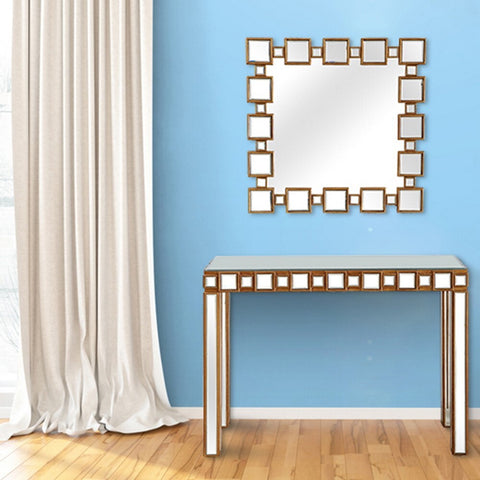 32" Rustic Square Accent Mirror Wall Mounted With Frame