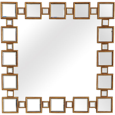 32" Rustic Square Accent Mirror Wall Mounted With Frame
