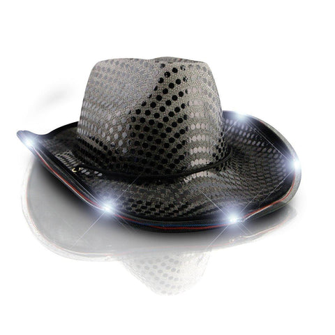 LED Flashing Cowboy Hat with Black Sequins FSSA Global B