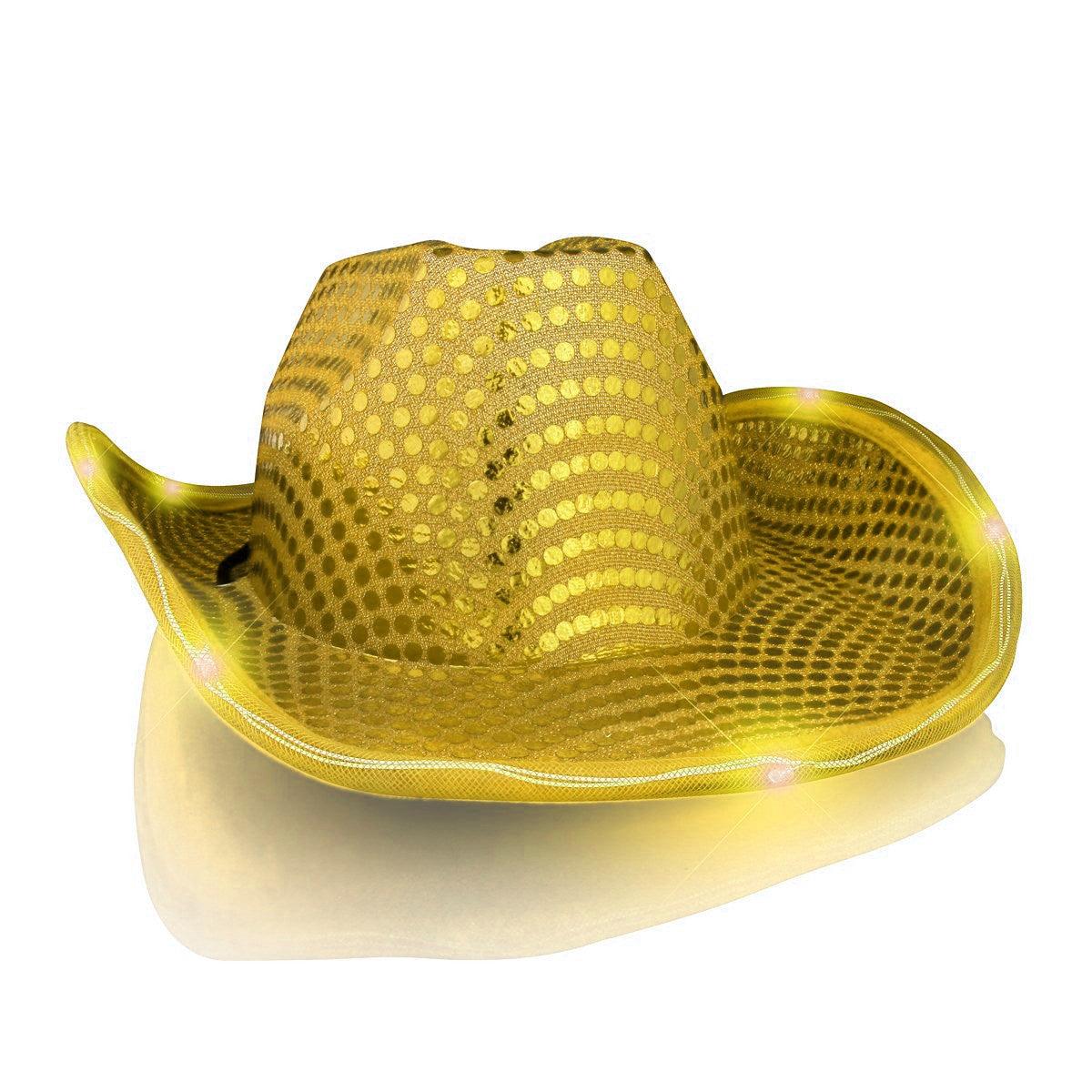 LED Flashing Cowboy Hat with Gold Sequins FSSA Global B