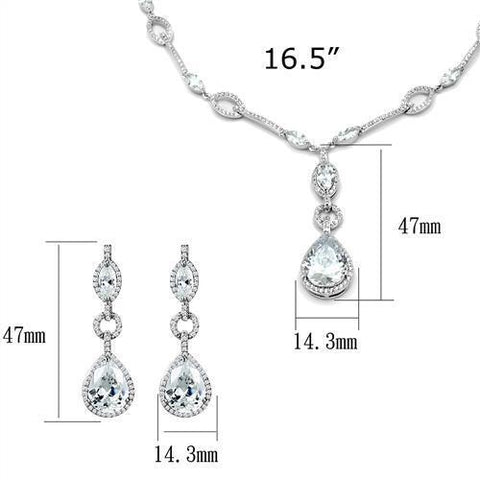 3W1247 - Brass Jewelry Sets Rhodium Women AAA Grade CZ Clear