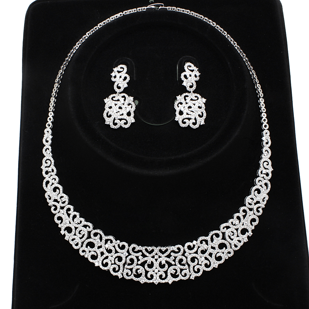 3W1252 - Brass Jewelry Sets Rhodium Women AAA Grade CZ Clear