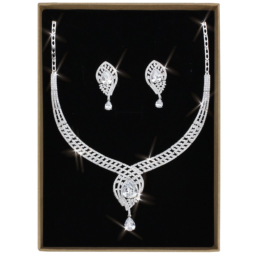 3W1415 - Brass Jewelry Sets Rhodium Women AAA Grade CZ Clear
