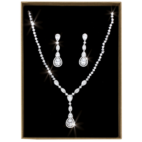 3W1422 - Brass Jewelry Sets Rhodium Women AAA Grade CZ Clear