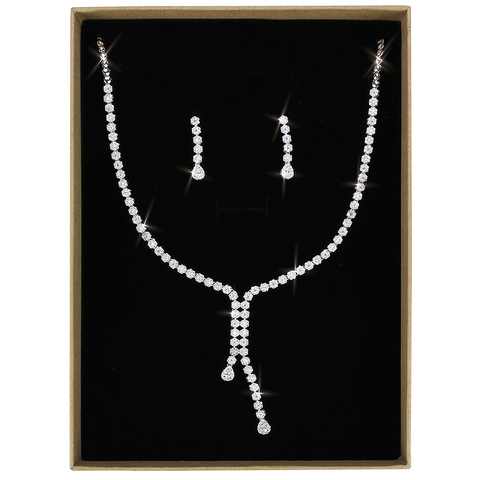 3W1429 - Brass Jewelry Sets Rhodium Women AAA Grade CZ Clear