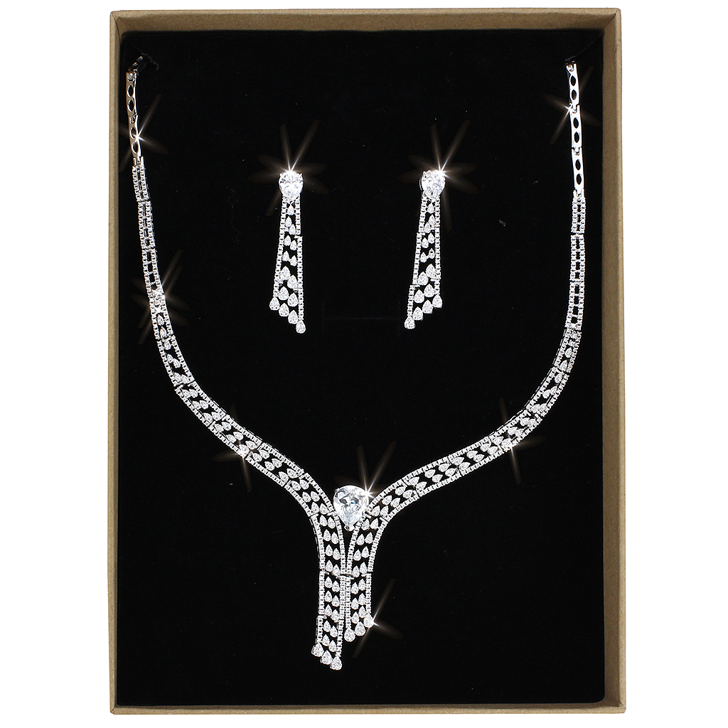 3W1434 - Brass Jewelry Sets Rhodium Women AAA Grade CZ Clear