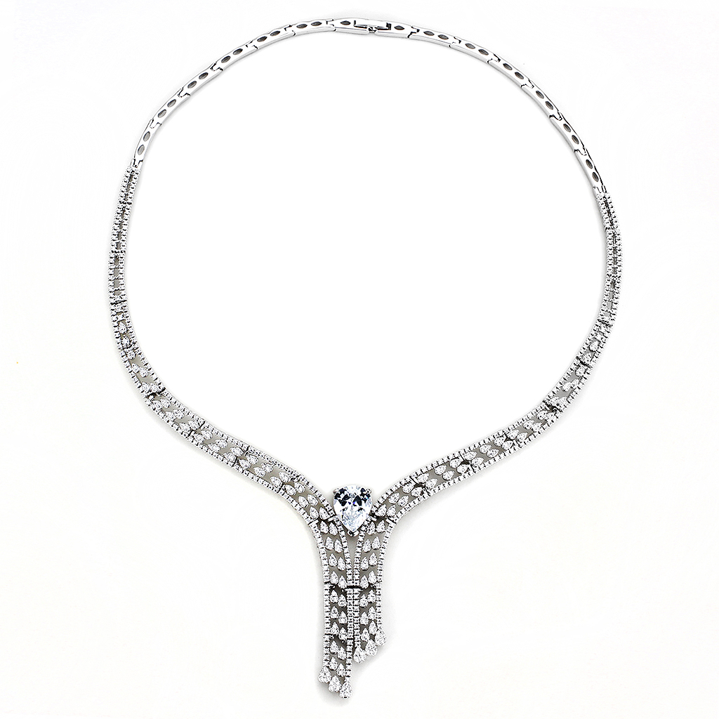 3W1434 - Brass Jewelry Sets Rhodium Women AAA Grade CZ Clear
