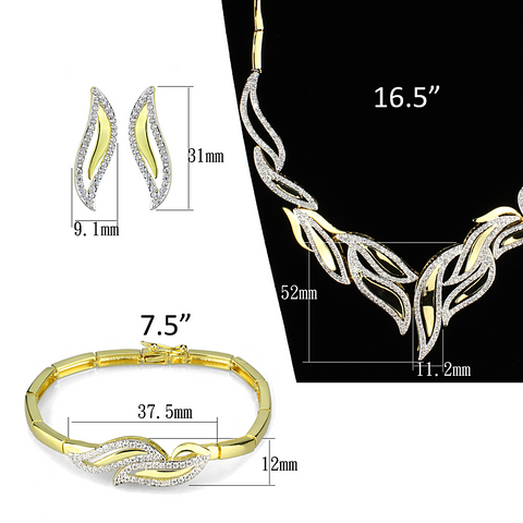 3W941 - Brass Jewelry Sets Gold+Rhodium Women AAA Grade CZ Clear