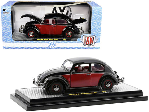 1952 Volkswagen Beetle Deluxe Black and Red with Red Interior Limited Edition to 9600 pieces Worldwide 1/24 Diecast Model Car by M2 Machines