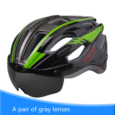 Color: Black green gray, Size: One Size - Bicycle Helmet Male Mountain Bike Road Wheel Sliding Balance Bike Breathable Riding Equipment