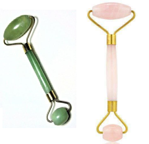 Color: Green and pink, style: C - Beauty Jade Massage Facial Massage Beauty Massage Roller