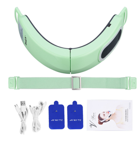Color: Green, style: B, power: USB - Face-lifting Instrument Micro Current Face-lifting Instrument Facial Electric Massager