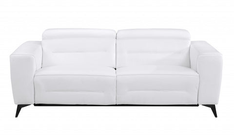 83" White Italian Leather Reclining Sofa
