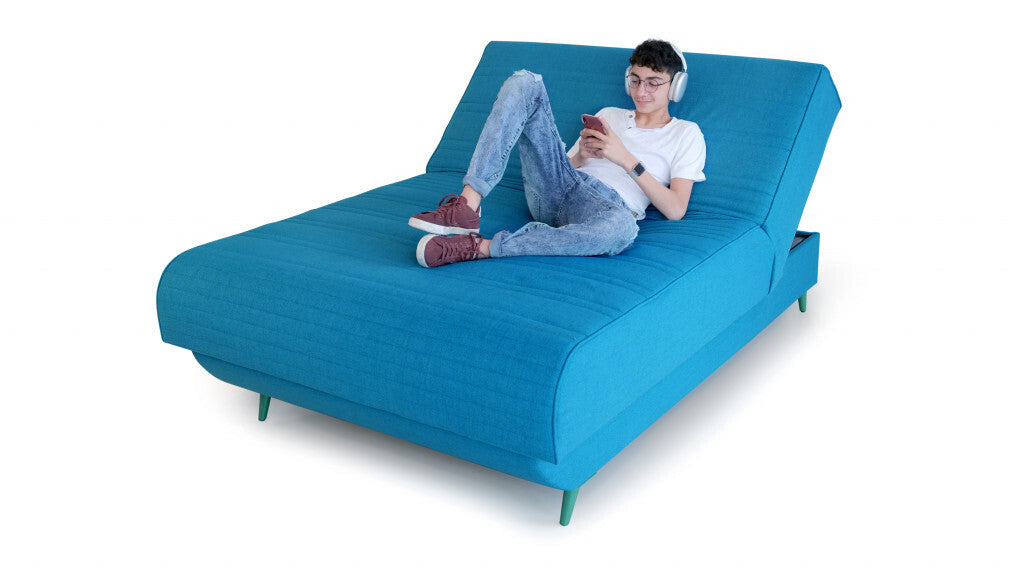 Full Adjustable Turquoise Upholstered 100% PolyesterNo Bed With Mattress