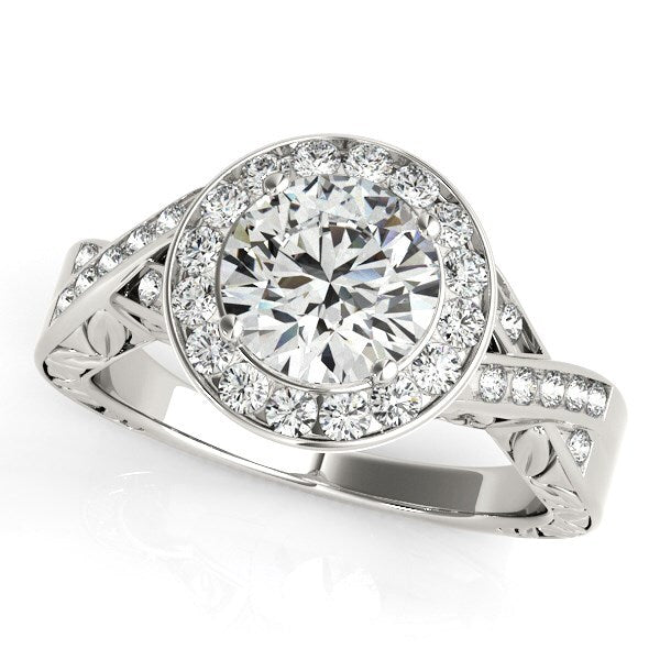 Size: 6.5 - Halo Set Diamond Engagement Ring in 14k White Gold (1 5/8 cttw)