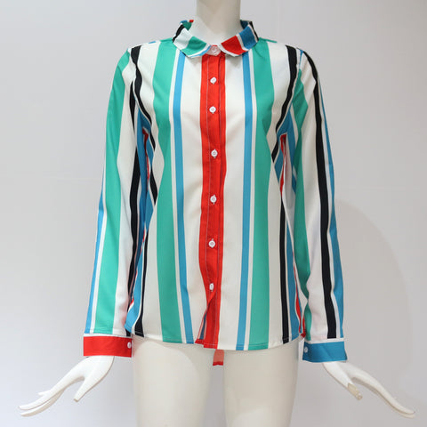 Color: Multicolor B, Size: XXXL - Striped shirt