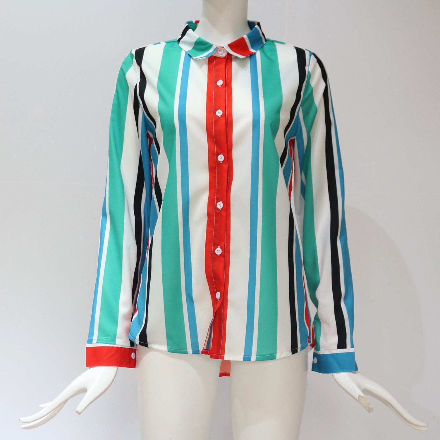Color: Multicolor B, Size: M - Striped shirt