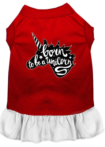 Born to be a Unicorn Screen Print Dog Dress Red with White XS - FSSA Global Bullet