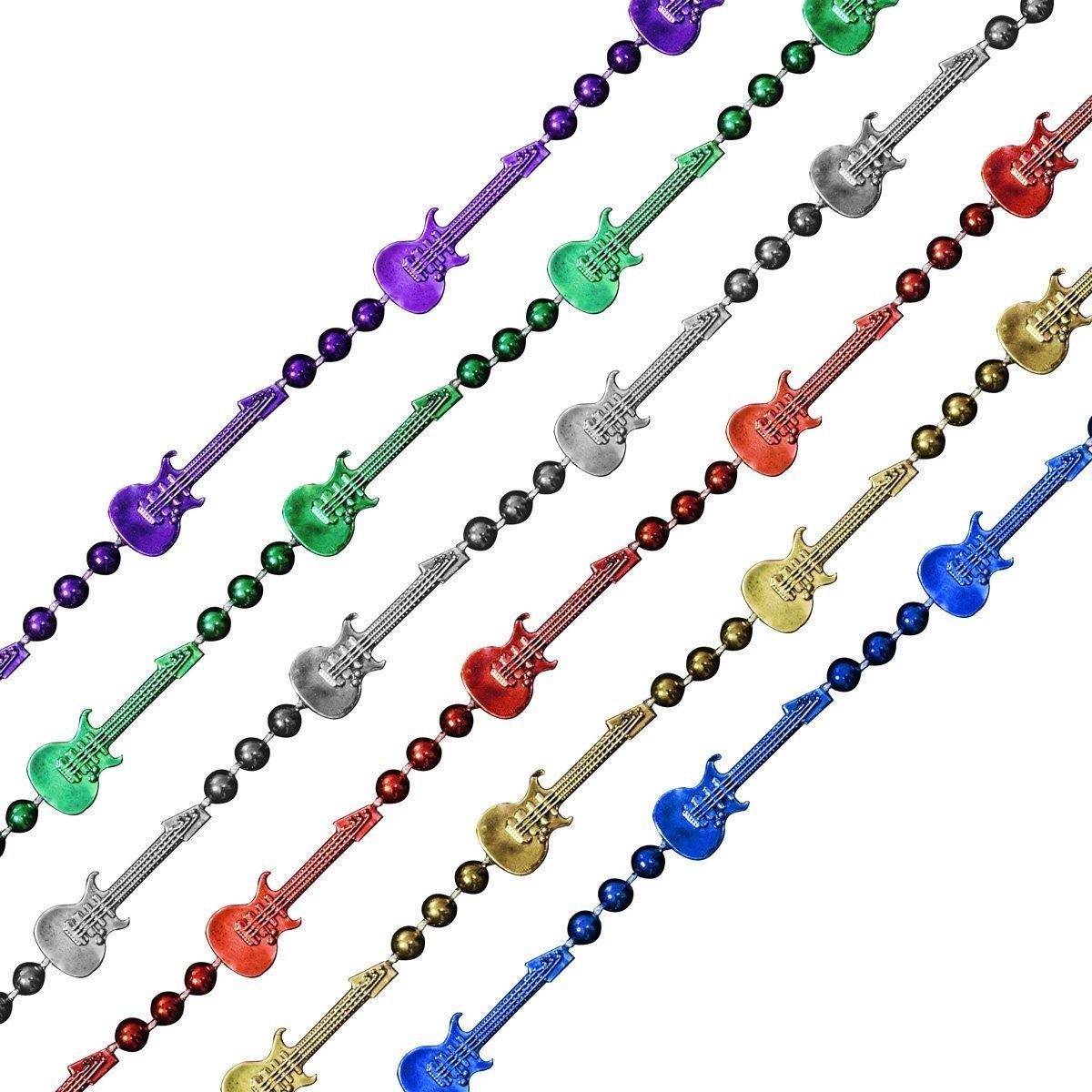 Rock N Roll Guitar Bead Necklace Assorted Pack of 12 FSSA Global B