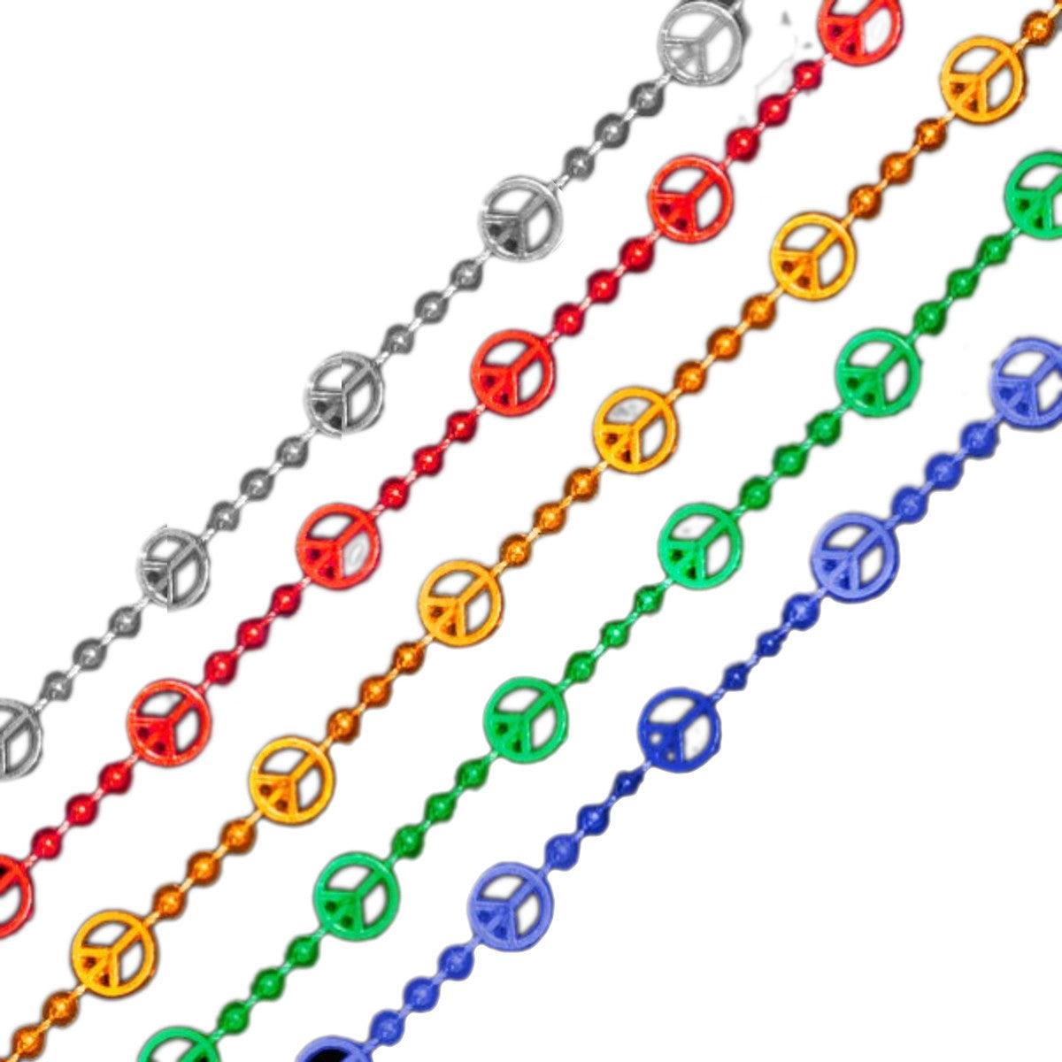 Peace Sign Bead Necklace Assorted Pack of 12 FSSA Global B