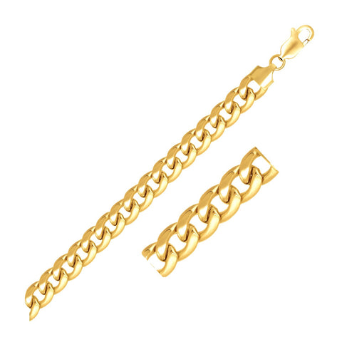 Size: 8.5'' - 7.8mm 14k Yellow Gold Miami Cuban Semi Solid Bracelet