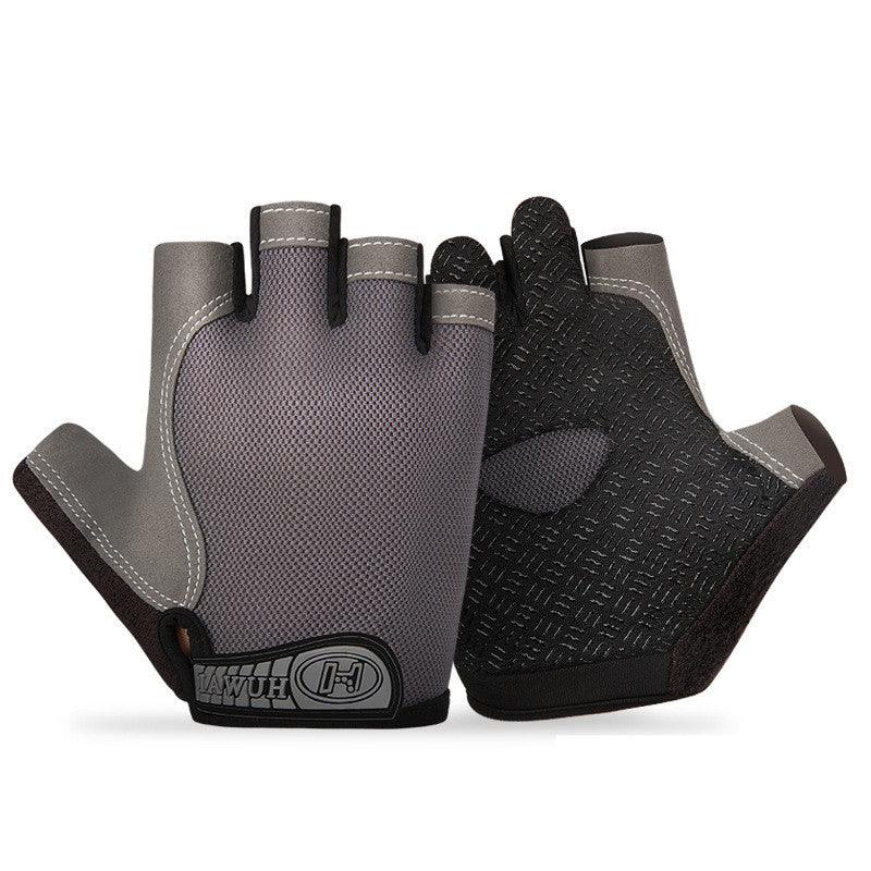 Color: Gray, Size: M - Outdoor Half-finger Wear-resistant Thin Anti-vibration Gloves - FSSA Global Bullet