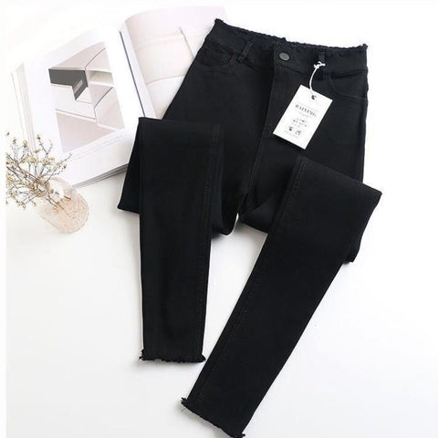 Color: Moon waist trousers, Size: XXL - Women's spring and autumn new raw edge leggings - FSSA Global Bullet