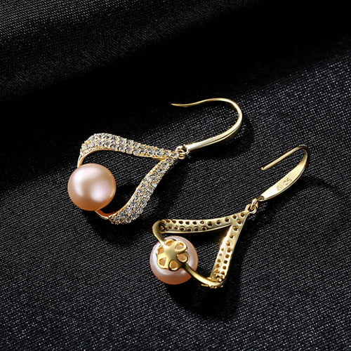 Color: Pink - New pearl earrings with water drops