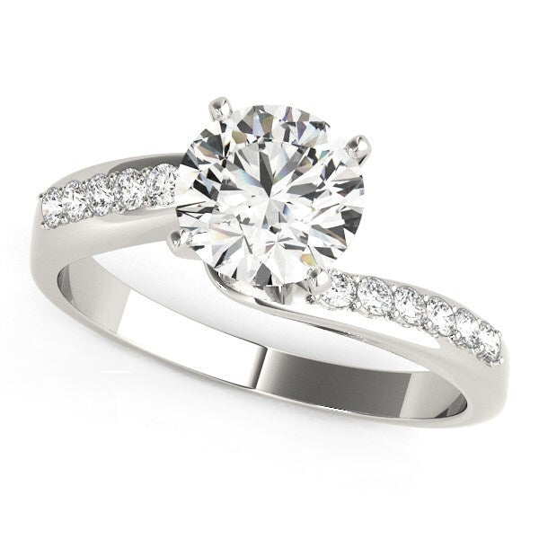 Size: 3.5 - 14k White Gold Bypass Round Pronged Diamond Engagement Ring (1 5/8 cttw)